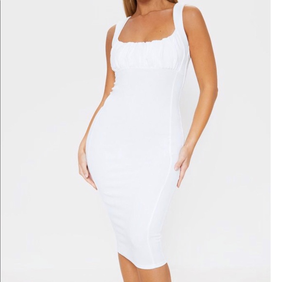 plt white ruched dress